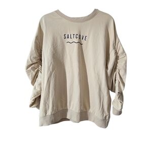 Women's Cream Sweatshirt With Ruffle Sleeve